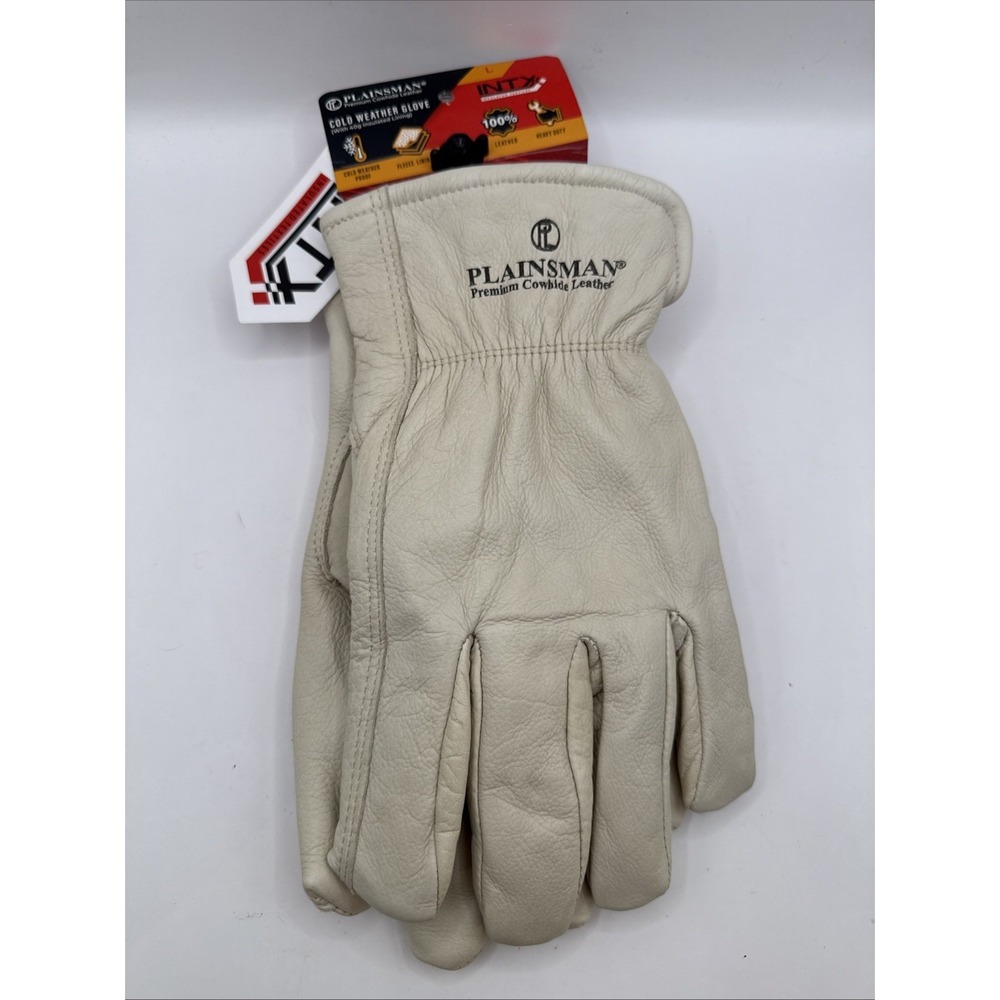 NWT Plainsman Cowhide Leather Cold Weather Heavy Duty Gloves Size L